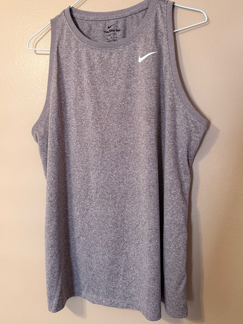 Nike Gray Heather Athletic Tank Top with White Swoosh